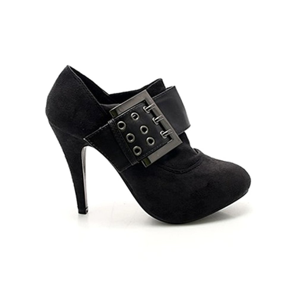 NEW DBDK Black Faux Suede Buckle Booties -Womens Size US 6, 6.5 & 9 Heels LAKE-1 - Picture 1 of 9